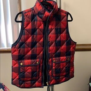 Women’s J. Crew buffalo check puffer vest
